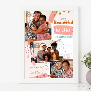 Custom Mother’s Day Photo Collage Frame 8x10 –  “ Beautiful MUM ” Personalized Gift (White/Black Frame
