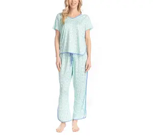 MUK LUKS Fun in the Sun Cloud Knit Tee & Cropped Pants Set