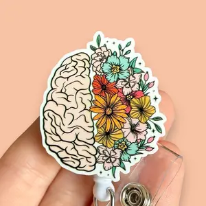 Glitter My Badge Brain badge reel for Neurosurgeon and hospital workers. Badge clip Badge pull - Retractable swivel clip with a 360 rotation. Great gift for coworker. Healthcare