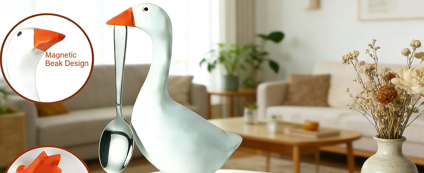 Decorative holiday  gifts 7-Inch Resin Desk Goose Statue with Magnetic Beak Funny Desktop Figurine Key Holder for Office Home Decor Cute Christmas Gift Housewarming Ornament Silly Decoration Abstract Figure Sculpture Home Decore