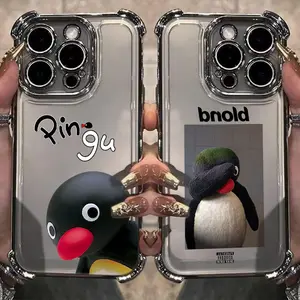 Cartoon Pingu Penguin Plating Case Transform Your iPhone for Halloween Fun! For iPhone 17, 16, 15, 14, 13, 12, 11 Pro Max Plus Air Fan's Phone Case Cover - Great Gifts!