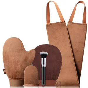 Self Tanning Mitt Applicator Kit - 5 Pack Tanning Mitts Self Tanner Mitt Applicator Kit Self Tan Mitt Kit with Tanning Glove, Back Applicator, Mini Tan Mit, Exfoliating Mitt, Brush