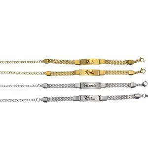 Personalized Bar Name Engraved Chain Bracelet