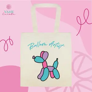 VaneCarola Balloon Dog Artist Style Tote Bag 100% Cotton Canvas Spacious Interior Eco-Friendly Everyday Use 15.5x13.5 Inches