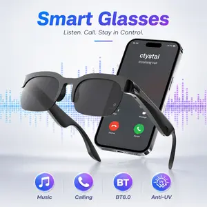 Smart Bluetooth Glasses,400 UV Protection,Hands-Free Call,Voice Control,Open Ear Design with Mic & Speakers,Athletic Cycling/Hiking/Runing Outdoor Use,Unisex, Multifunctional Audio Sunglasses
