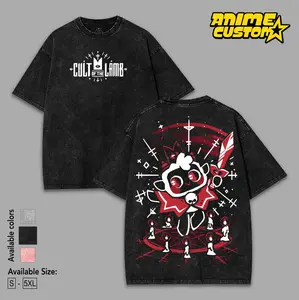 Cult Of The Lamb T-Shirt Double Printed Unisex Acid Washed Lightweight Cotton T-Shirt, Gothic Shirt, Video Game Shirt, Gamer Gift, Unisex Clothing