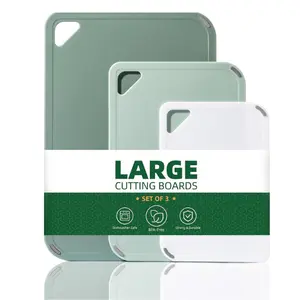 Plastic Cutting Board Set of 3, Non Slip Chopping Boards for Kitchen, Reversible Cutting Boards with Grip Handles, Large Medium Small Sizes, Easy Clean, for Cooking Meal Prep Camping
