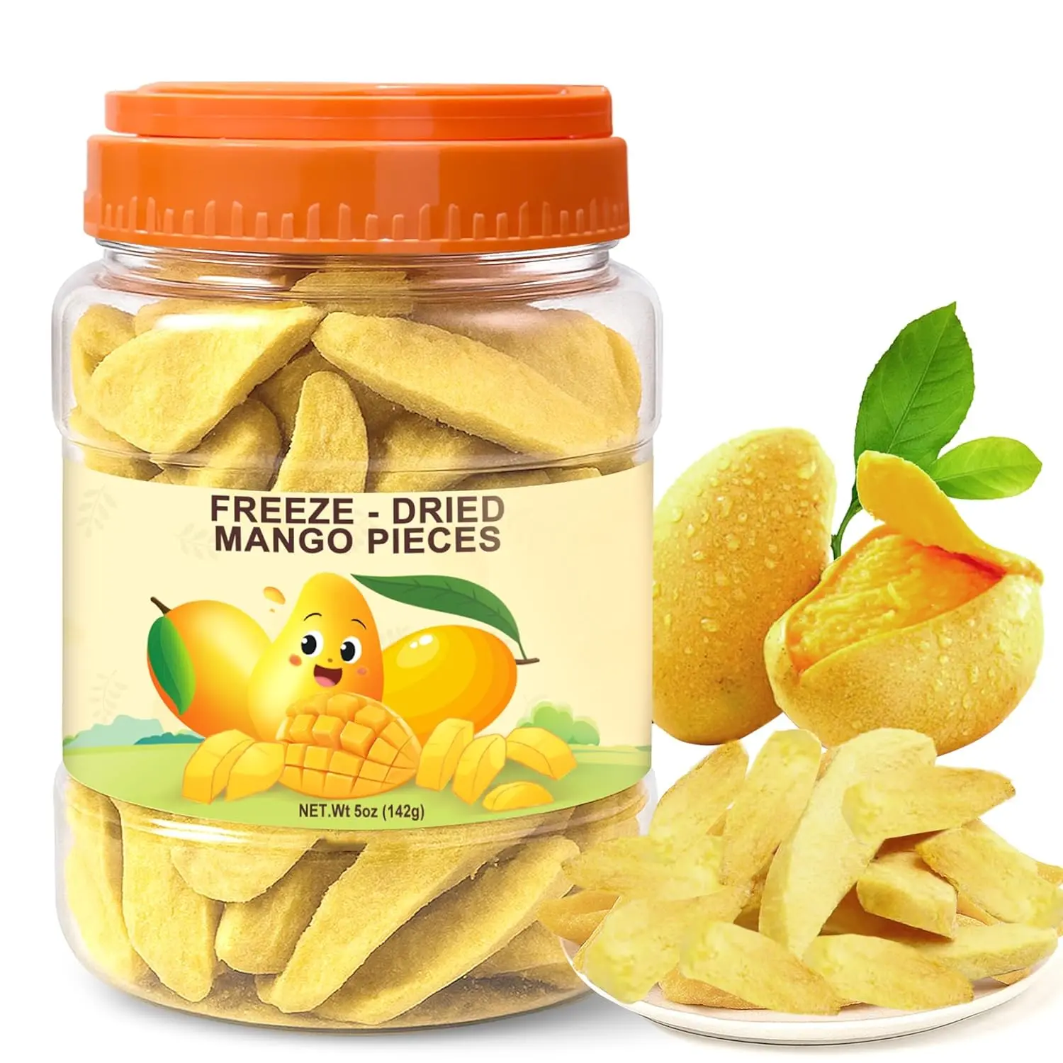 5 Oz Premium Snacks Dried Mango  Better-For-You Sweet Treat Healthy Snack  Crunchy Natural Snack with Low Calories, Fresh Mango-Chips, Fruit Snacks for Kids, Travel, Smoothie, Yogurt, Baked Goods, Holiday Gifts