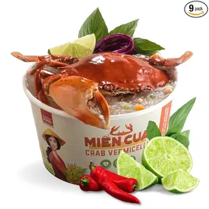 SIMPLY FOOD Instant Crab Glass Noodles (Miến Cua) - 9 BOWLS/ 55g each – Chewy, Clear Glass Vermicelli Noodles in a Seafood Crab Broth