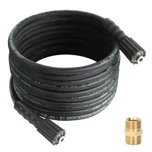 STYDDI 25FT Pressure Washer Extension Hose with Coupler for Sun Joe SPX Series, Kink Free, 2900 PSI X 1/4", Heavy Duty Steel Braided and Rubber Power Washer Hose with M22-15mm for SPX-25HD and Others