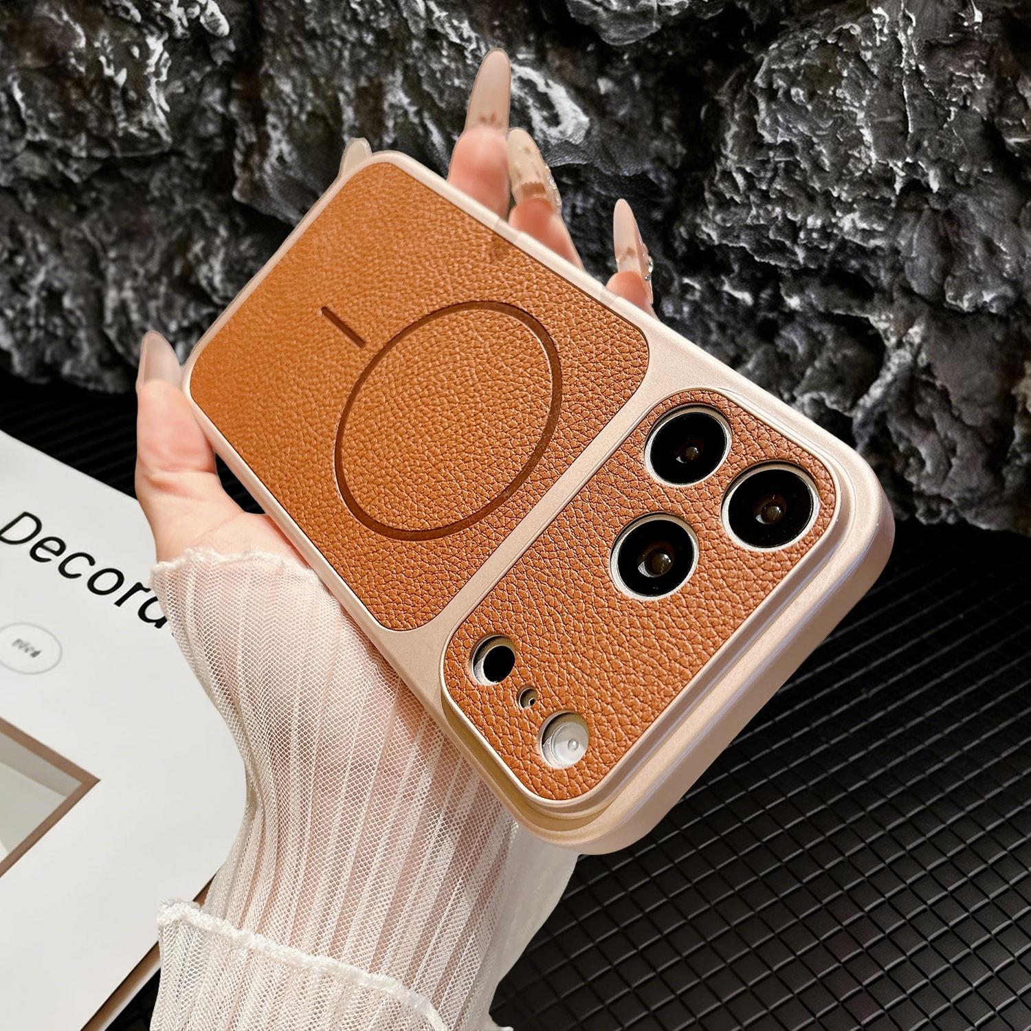 For iPhone 17/16/15/14/13 Pro Max Phone Case,Slim Classic PU Leather Anti-Fingerprint,Camera Lens Protection,Soft TPU Rugged Military Grade Drop Shockproof Cover