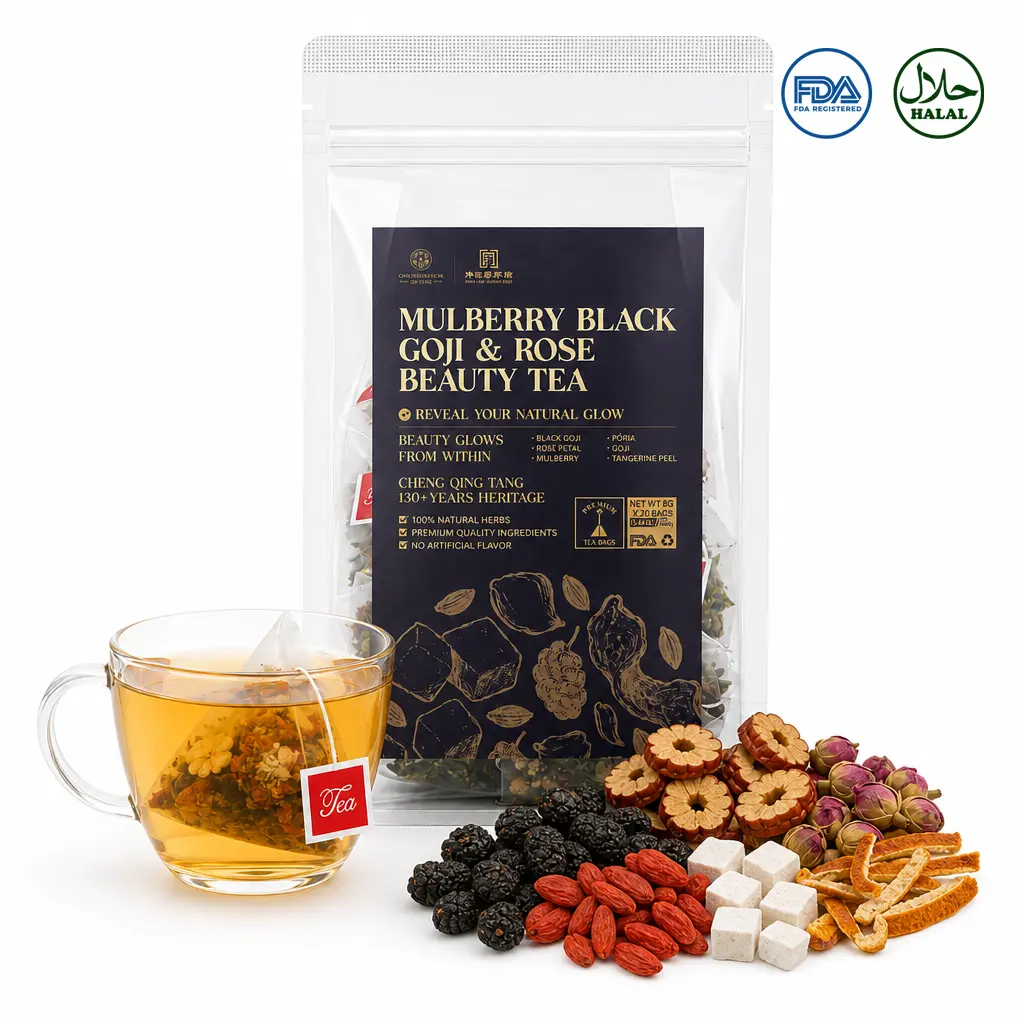 Mulberry Black Goji & Rose Beauty daily Tea Pyramid Bags｜Gen Z Girl's Aesthetic Afternoon Tea｜Anthocyanins + Red Rose｜Hot or Cold Brew Light Wellness｜20 Bags