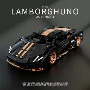 1:14 Black Sports Car Building Blocks Set, Suitable for 14+, Adult Collectiblel Assembled Model, Home Decoration & Gift