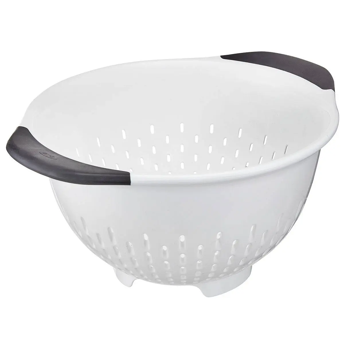OXO International 840514 Plastic Colander - 3-Pack Kitchen Strainer Utensil, 11x10x9 in, Dishwasher Safe, Elongated Holes, Plastic Body
