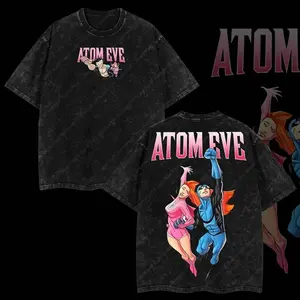 Superstyle Limited Atome Eve x Mark Grayson Invincible War Comic Double Printed Oversize Lightweight Acid Washed Tee TV Series Graphic Tee T-Shirt IWU