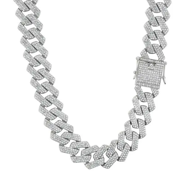 17mm Chunky Chain Necklace - Iced Out Cuban Link Bling Hip Hop Choker, Premium Alloy Layered Women Unisex Chain Jewelry Necklaces, Multi-Size Rhinestones Without Pendant, Daily/Club Wear Costume Jewelry