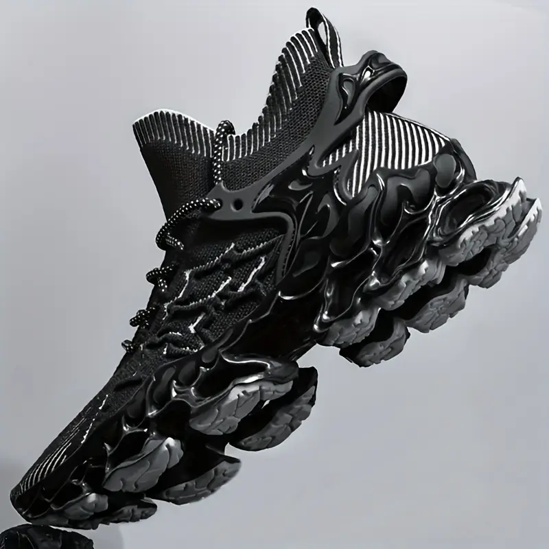 Women's Solid Color Mesh Sneaker, Lace-up Knife Platform Air Cushion Sports Training Shoes, Low Top Socks for Running Shoes, plus Size, Unisex