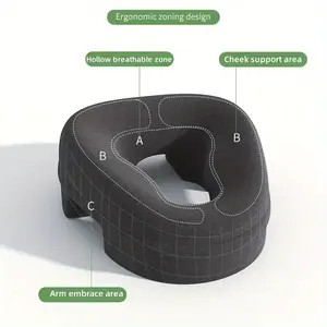 Ergonomic Design Contoured Face Pillow for Prone Sleeping & Massage, Professional Hole Face Pad Memory Foam Prone Pillow for Beauty Salon Beds & Chiropractic Tables