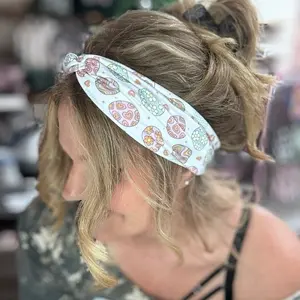 Buttery Soft Soft Pastel Easter Eggs Front Knot Headband | Stretchy Legging Material Hair Band