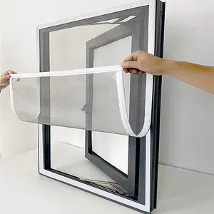 Easy-To-Install Detachable Anti-Mosquito Window Screen With Hook And Loop, Gray Insect-Proof Window Curtain Net For Home Use
