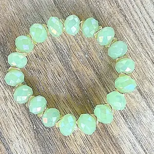 Sea Glass Green 10mm faceted glass beads with gold disc spacer Beads. Beaded Bracelets, stacked bracelets