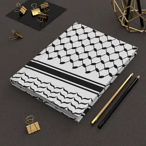 Palestinian Keffiyeh Blank Journal, Free Palestine Lined Notebook, Black Keffiyeh Headwrap Cover Diary