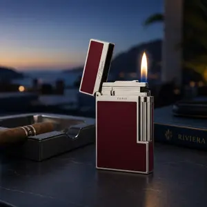 [Lacquer] DUP0NT RED Lacquered Sliver old fashined Lighter 125g best gift for father husband