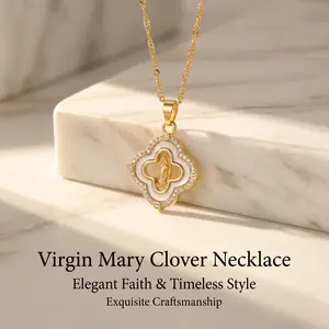 Vintage Coin Amulet Virgin Mary Pendant Necklace for Women 18K Gold Filled Hypoallergenic Religious Jewelry Everyday Wear Gift for Her Birthday Date Night
