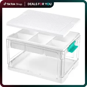【Live Only】Vtopmart 1-2 Pack 24QT Plastic Storage Box for Arts Crafts Stationery Kids Building Blocks Sewing Kit & Small Tools, DealsForYouDays (Mid Year Sale Restock) Adjustable Organizer Set, DFYD