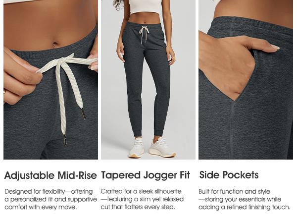 ODODOS Women's Performance Joggers - Ultra Soft odSTRATUM Tech Sweatpants Adjustable Mid Rise Pants with Pockets ODODOS Women's Performance Joggers - Ultra Soft odSTRATUM Tech Sweatpants Adjustable Mid Rise Pants with Pockets