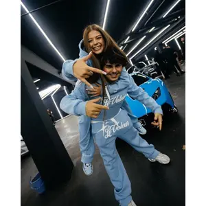 Streetwear Hoodie Sweatpants Two Piece Set Y2K Men Women Hip Hop Letter Embroidered Oversized Hoodie Sweatshirt Lounge Pants Set