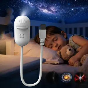 2-in-1 Galaxy Projector Night Light, Galaxy Projector for Bedroom with 6 Films, Touch Control, Flexible Gooseneck for Any Angle, USB Powered for Ceiling Hallway Decor HD Milky Way