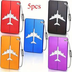 5-Piece Aluminum Alloy Luggage Tag Set with Safety Steel Ring, Durable Fashionable, Ideal for Easy Identification，Clothing, Footwear, and Jewelry > Leather Goods and Bags > Travel Accessories > Baggage Labels and Handles > Baggage Tags