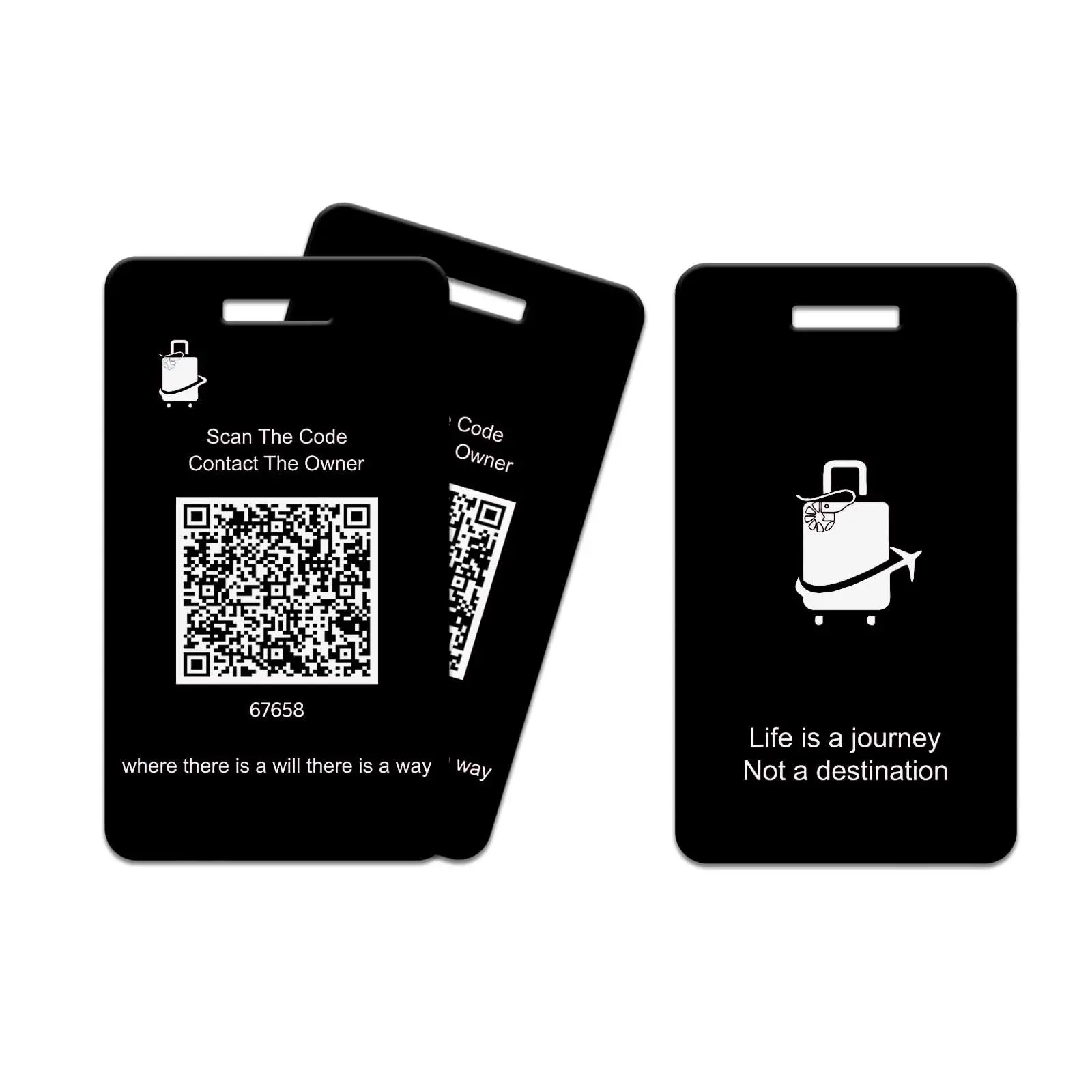 Smart Luggage Tags for Suitcases  2 Pack QR Code Security Information Tag Steel Ring Waterproof Easy Identify Personalized No App or Subscription Needed (Black)