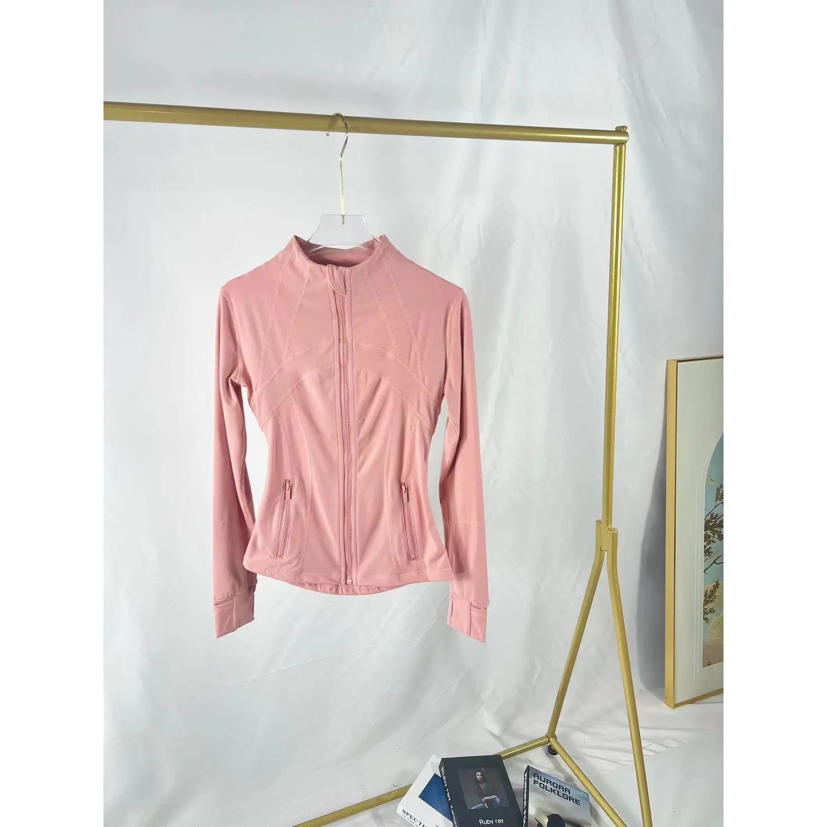 Naked pink stand up collar jacket
