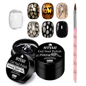 MTSSII 3pcs White Black Poking Gel Nail Polish Set, Clear Base Gel 3D Painting Gel  Vernis Semi Permanent Nail Art Manicure Soak Off LED UV Gel Nail  Varnish Top Coat Gel Topcoat
