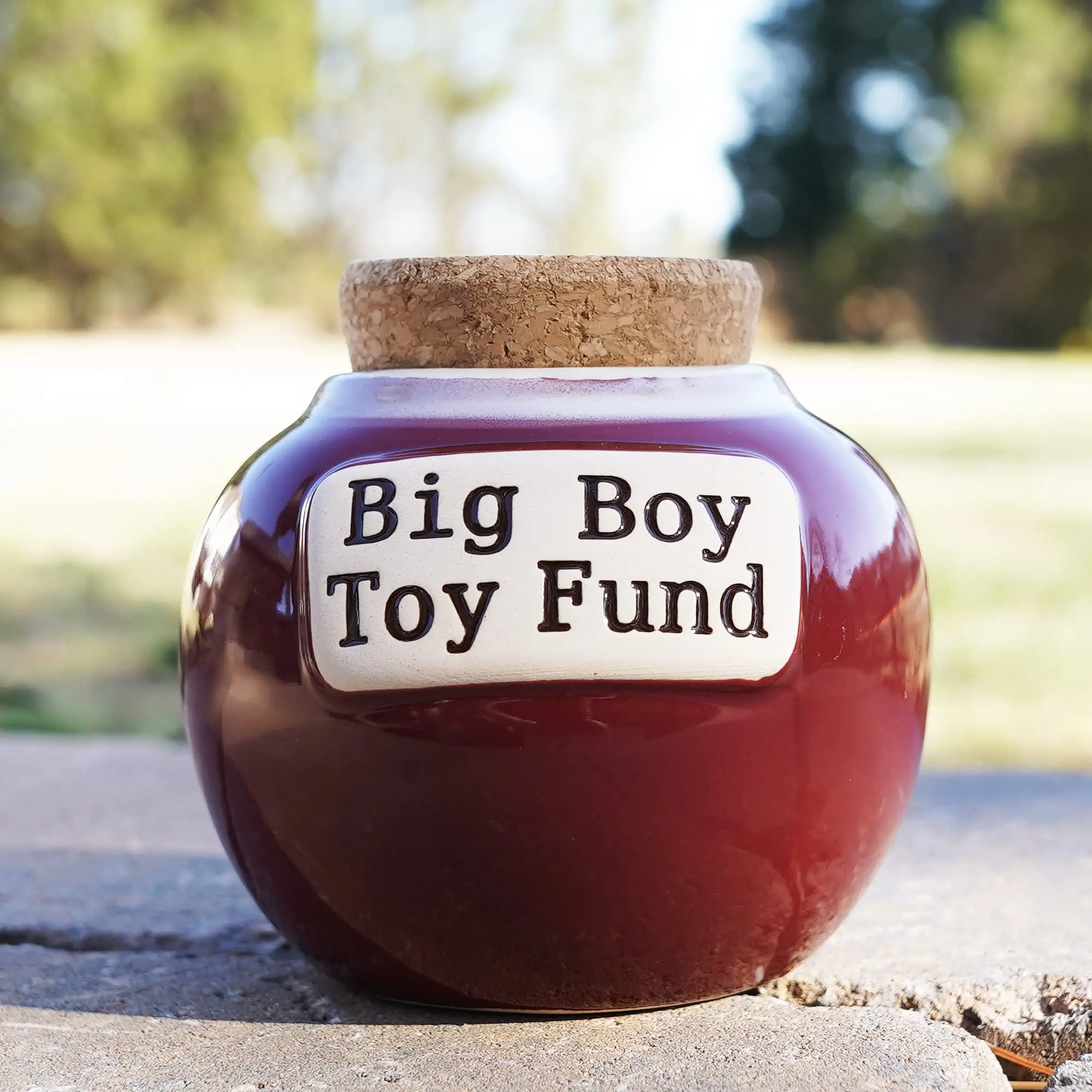 Cottage Creek Red Big Boy Toy Fund Jar for Men & Teens Perfect Savings Container for Office Home Ceramic Decorative Piggy Bank Dad Gift