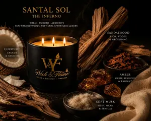 Santal Sol 🖤 | The Inferno – Luxury 3-Wick Candle