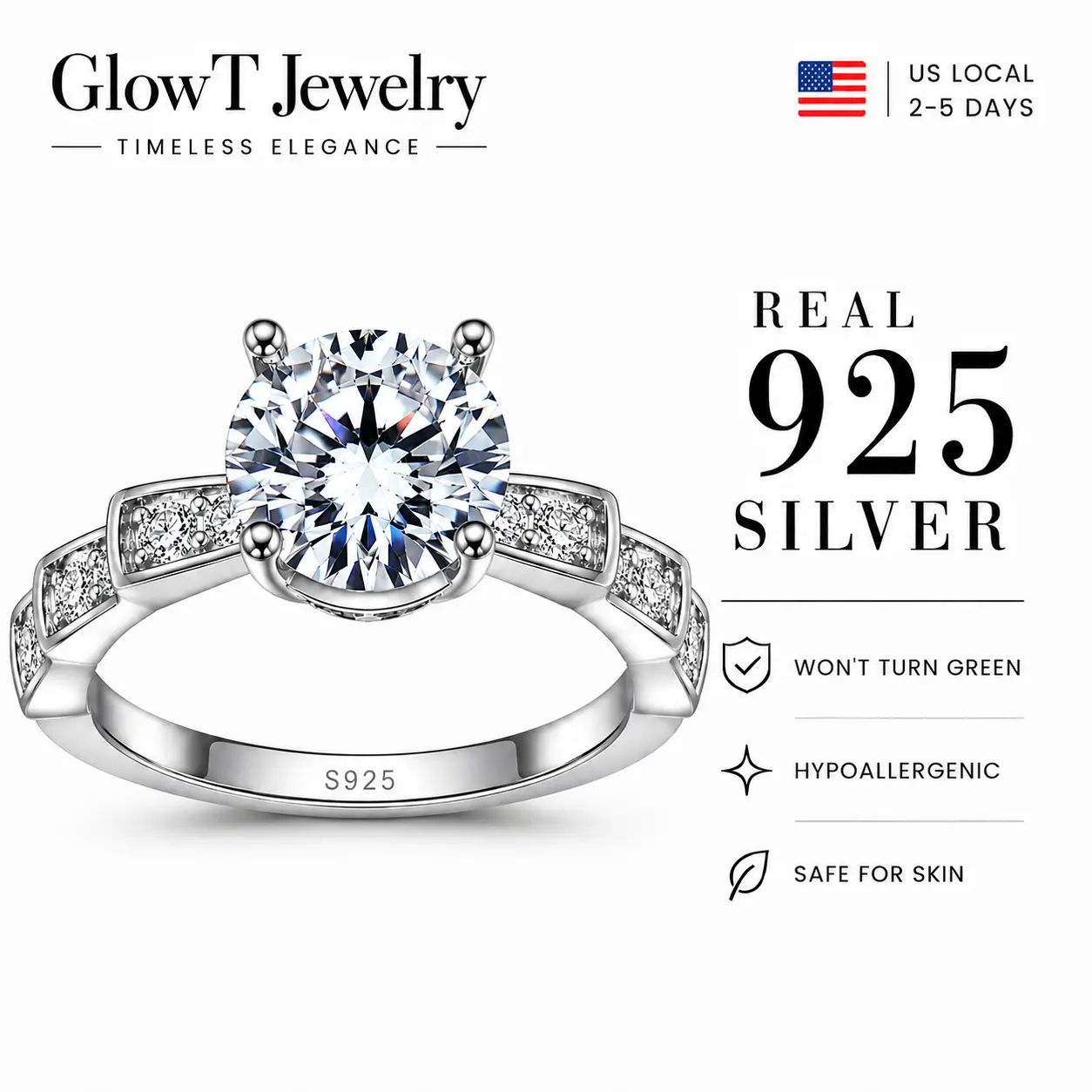 925 sterling silver Modern Round Solitaire Statement Ring with Brilliant Center Stone Sculpted Pavé Band Womenlove quiet luxury bridal style romantic date night looks elegant proposal moments refined anniversary outfits and sophisticated everyday glamour