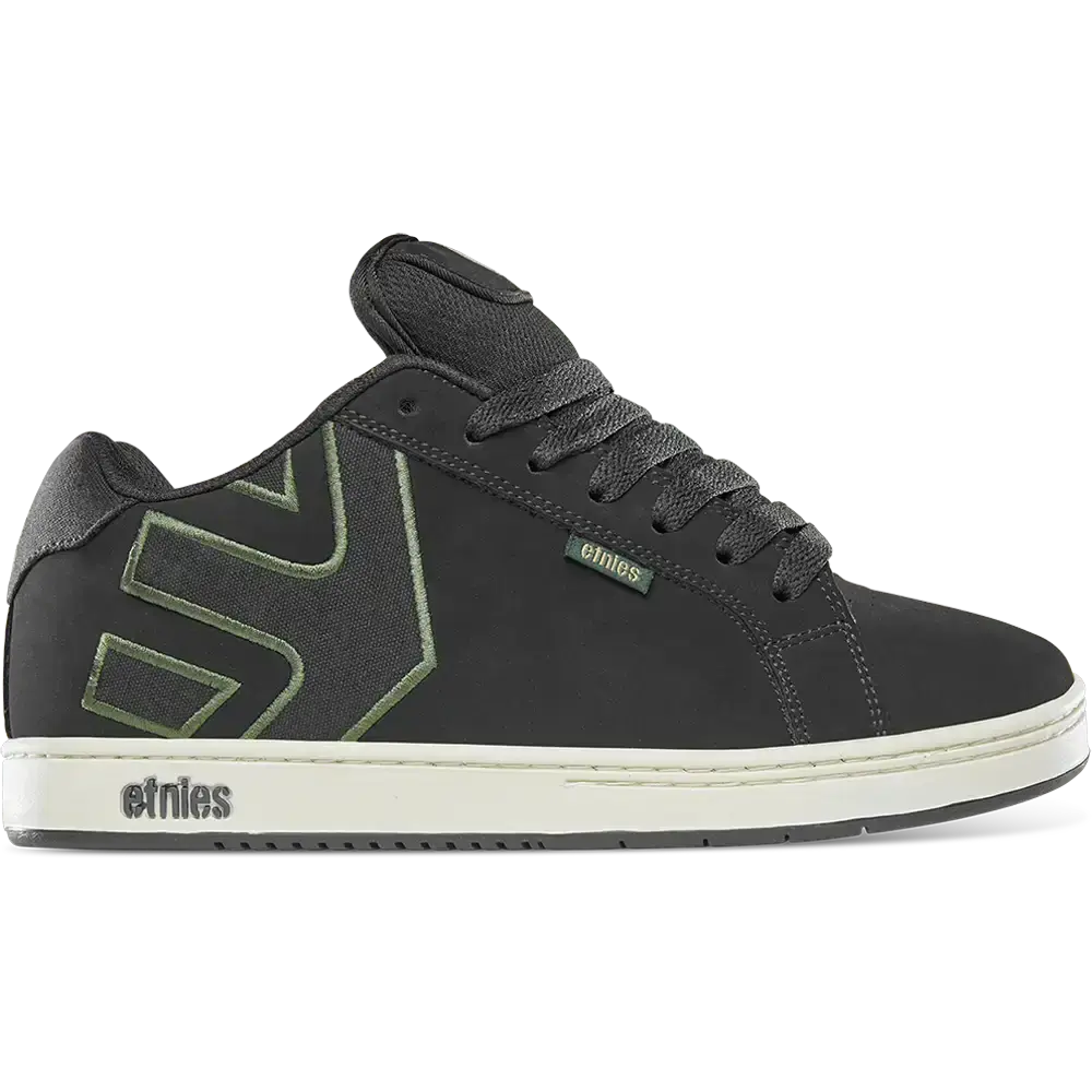etnies Fader Black/Green Retro Skateboard Shoes - Sports Shoes, Trainer for Casual Wear, All-Day Cupsole Comfort, Wide Padded Suede, Grippy Outsole, 90s Classic Reissued Sneakers with Laces, Reinforced Sole, Heritage Vibe, Suede Upper, Unisex