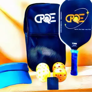 CPQE T700 Fiberglass Shock-Absorbent Pickleball Paddles Set with Visor Eraser Balls Bag USAPA Approved Carbon Fiber Lightweight Performance