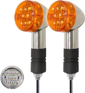 Universal 2pcs LED Motorcycle Turn Signals Chrome Bullet Front Rear Lights Blinker Indicator 12V Compatible with Honda Harley Kawasaki Suzuki Yamaha