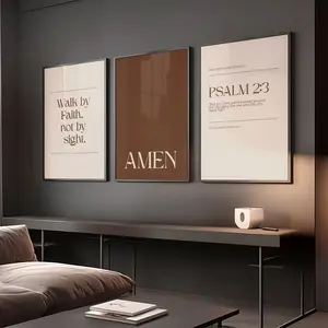 Set of 3 Modern Christian Wall Art Prints, Neutral Bible Verse Print Wall Decor Bundle, Minimalist Scripture Posters
