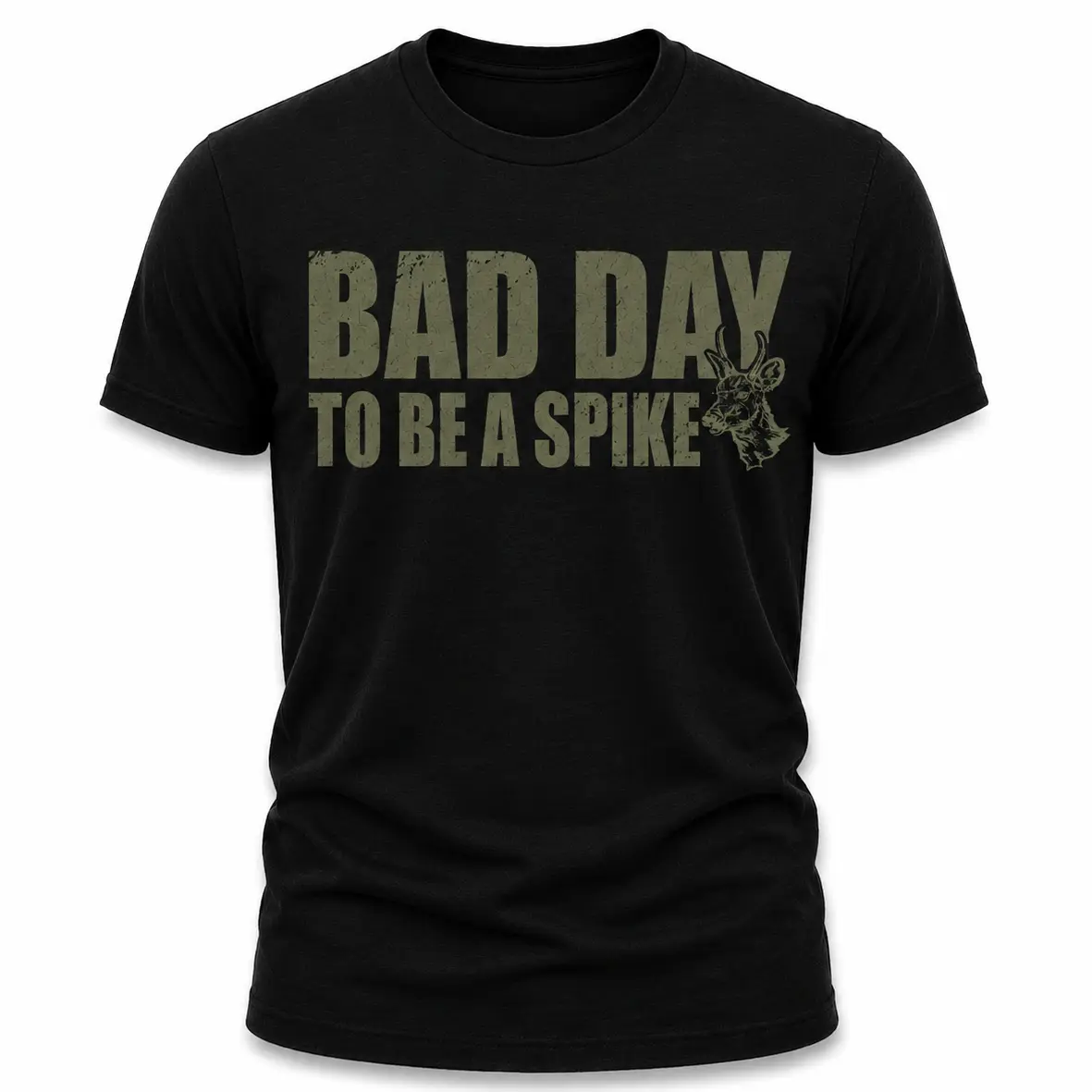 "Bad Day To Be A Spike" Men's Shirt, Hunting T-shirt, Crew Bowhunting Shirt, Deer Skull Archery Tee, Archery Tactical Gear, Unisex Short Sleeve Casual 100%, Outdoor Gift For Men, Made In USA.