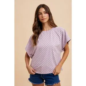Annie Wear Checkered Round Neck Short Sleeve T-Shirt