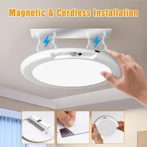 Motion Sensor Ceiling Light Rechargeable-3 Adjustable Color Temperatures,Ultra Thin 400 LM Magnetic Suction Wireless lights for Porch Patio ect Closet ShowerStairs Shed Hallway