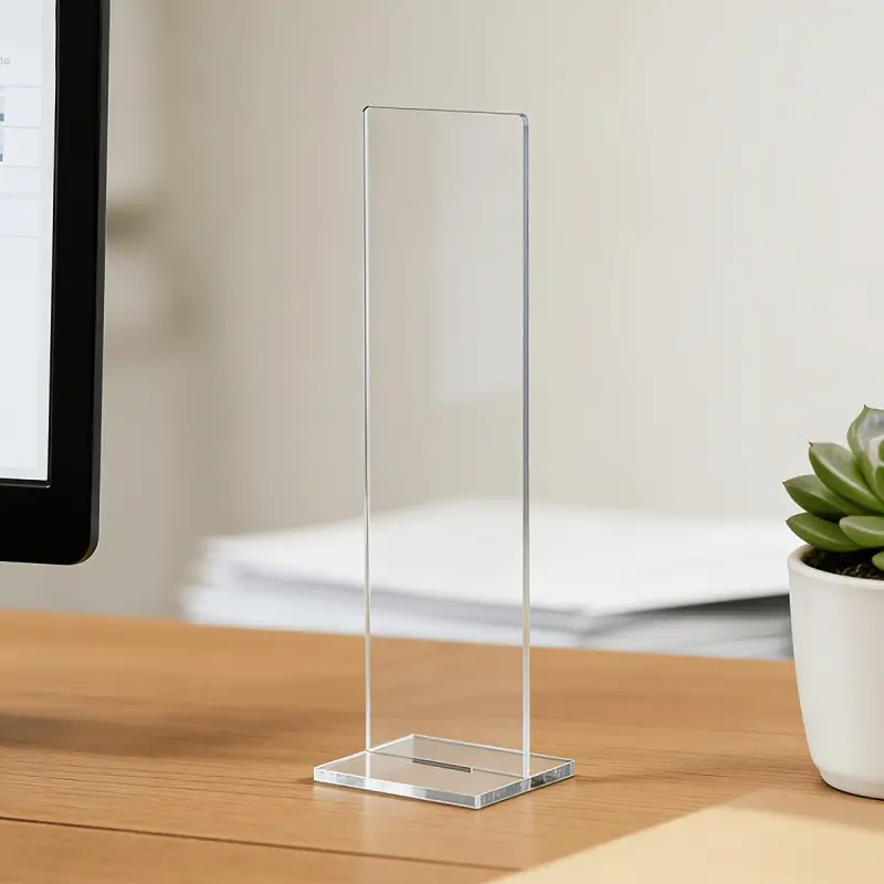 A Detachable Transparent Acrylic Memo Board with a Memo Message Board Holder, 11.8-inch Long Computer Screen Memo Clipboard, Available in Black and Transparent Colors, an Office Desktop Accessory. Suitable for Vertical Adhesive Note Display Stands