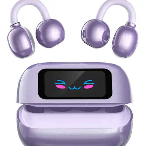 MINISO Electronic Smart Wireless Bluetooth Earbuds - Built-in Camera, On-Ear Compatibility, 1.5H Fast Charging, 60H Total Battery Life, Real-Time Charging Case/Earphone Battery Display, Sweatproof for Commuting, Sports