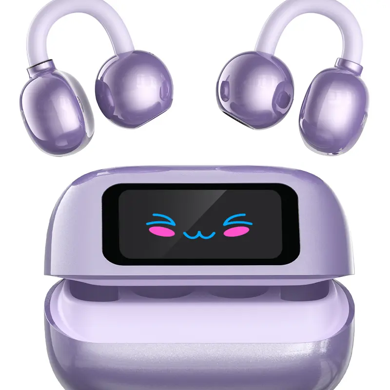 MINISO Electronic Smart Wireless Bluetooth Earbuds - Built-in Camera, On-Ear Compatibility, 1.5H Fast Charging, 60H Total Battery Life, Real-Time Charging Case/Earphone Battery Display, Sweatproof for Commuting, Sports