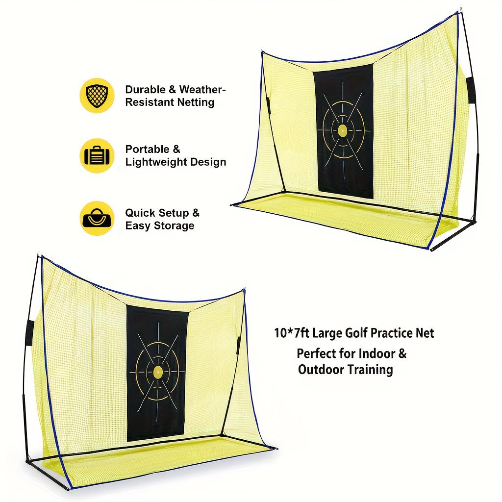 A Golf Practice Net Featuring a Spacious 10X7-Foot Mesh, Complete with a Target Fabric. This Personal Practice Range Is Crafted for Golfers, Suitable for Both Indoor And Outdoor Use